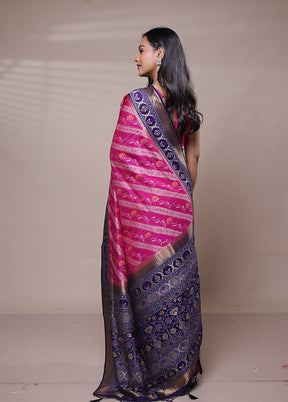 Pink Dupion Silk Saree With Blouse Piece