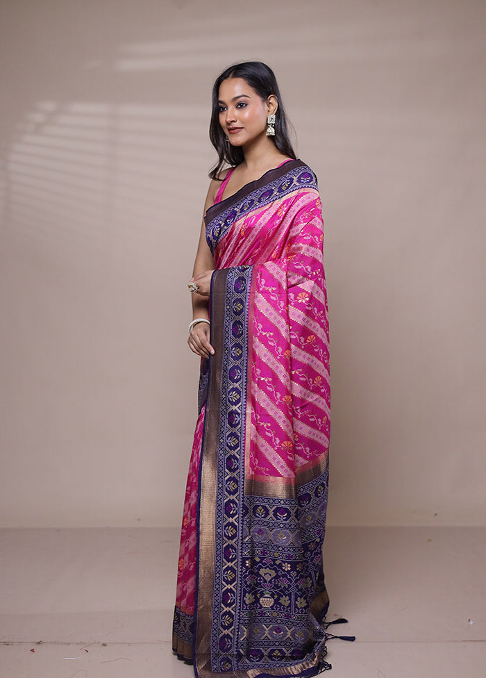 Pink Dupion Silk Saree With Blouse Piece