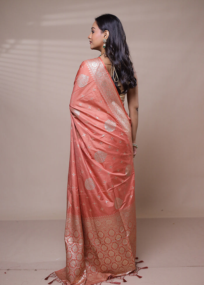 Pink Dupion Silk Saree With Blouse Piece