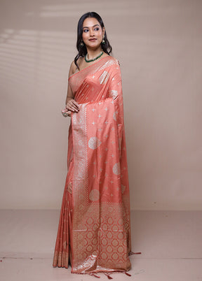 Pink Dupion Silk Saree With Blouse Piece