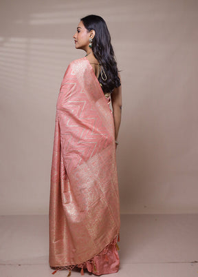 Pink Dupion Silk Saree With Blouse Piece