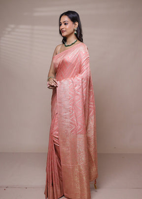 Pink Dupion Silk Saree With Blouse Piece