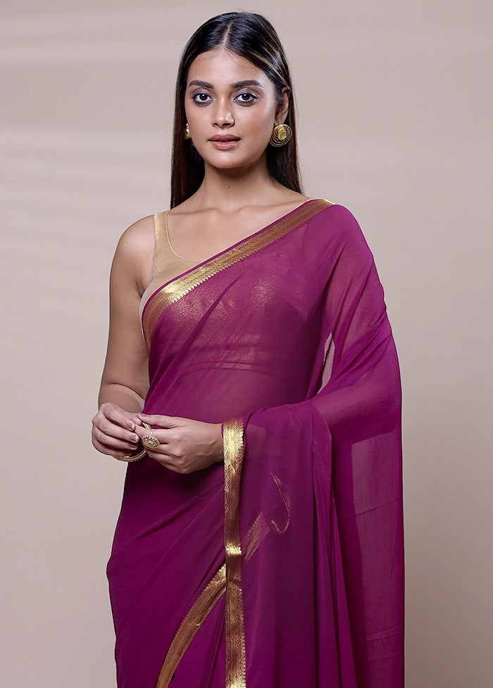 Pink Chiffon Silk Saree With Blouse Piece