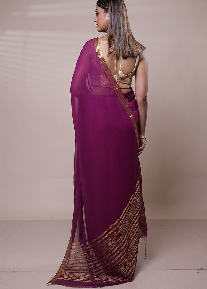 Pink Chiffon Silk Saree With Blouse Piece