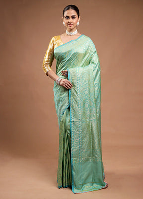 Green Handloom Katan Pure Silk Saree With Blouse Piece