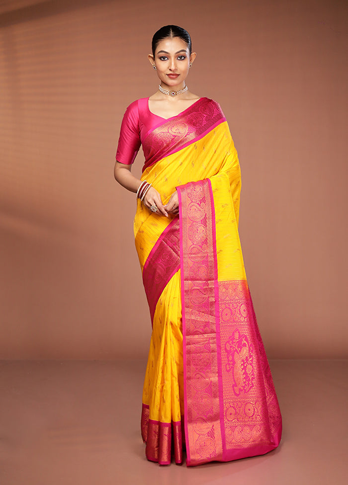 Multicolor Kanjivaram Silk Saree With Blouse Piece