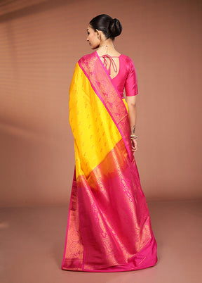 Multicolor Kanjivaram Silk Saree With Blouse Piece
