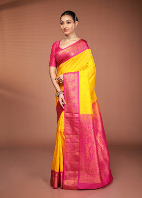 Multicolor Kanjivaram Silk Saree With Blouse Piece