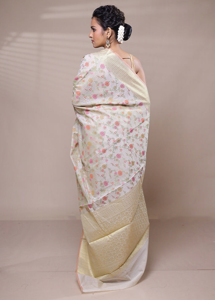 Cream Cotton Saree With Blouse Piece