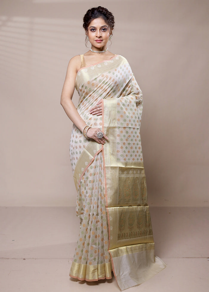 White Cotton Saree With Blouse Piece