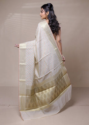 Cream Cotton Saree With Blouse Piece