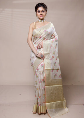 Cream Cotton Saree With Blouse Piece