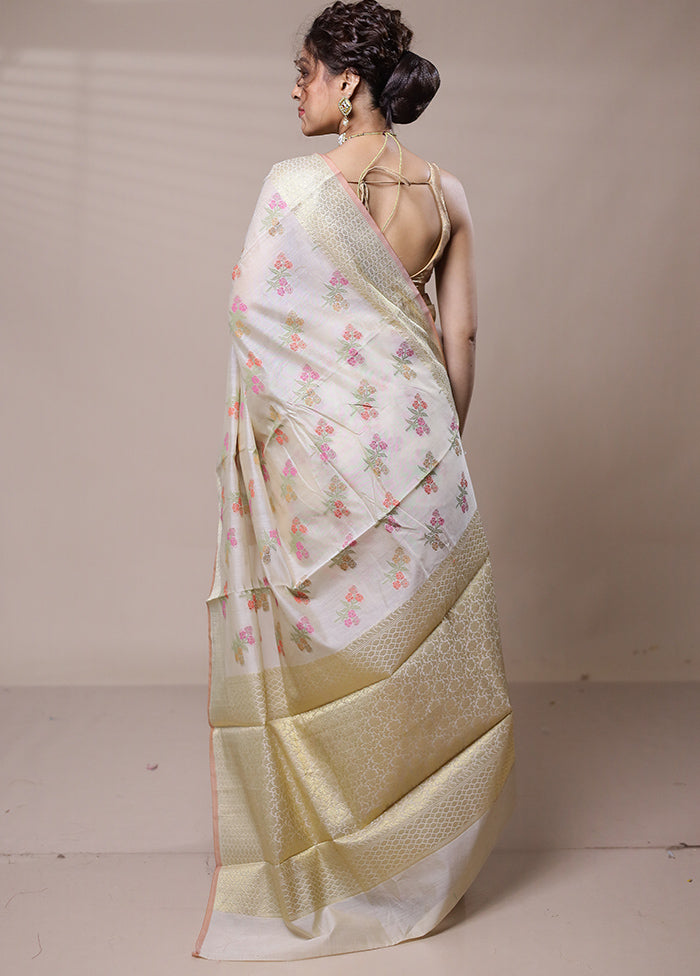 Cream Cotton Saree With Blouse Piece