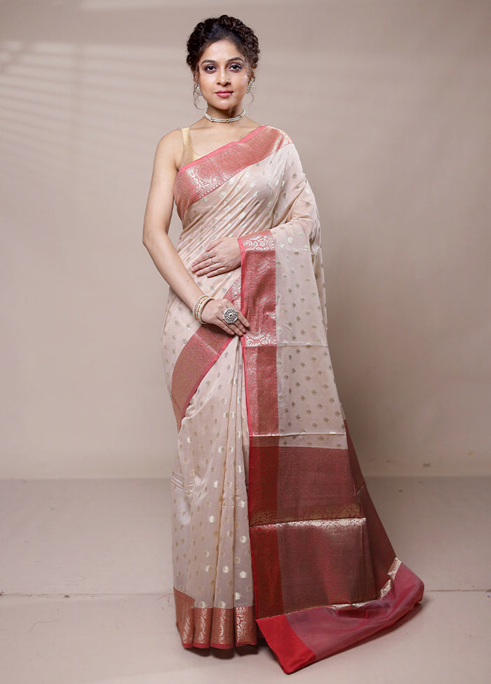 Cream Cotton Saree With Blouse Piece