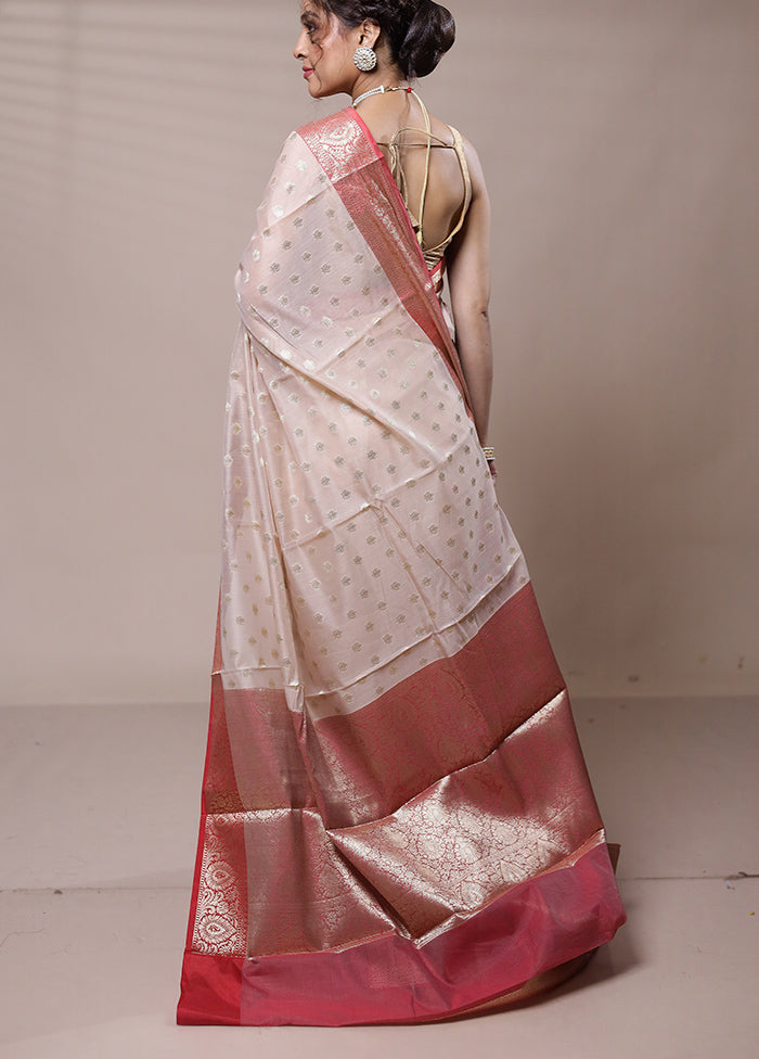 Cream Cotton Saree With Blouse Piece