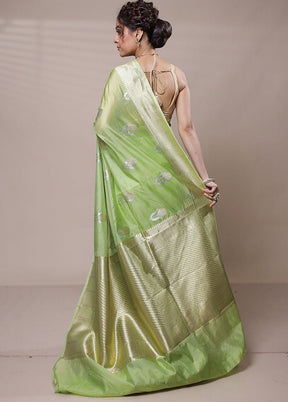 Green Dupion Silk Saree With Blouse Piece