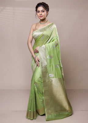 Green Dupion Silk Saree With Blouse Piece