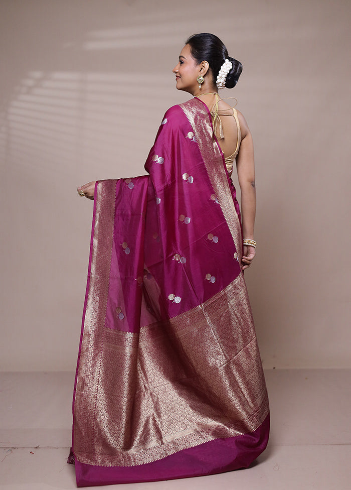 Pink Dupion Silk Saree With Blouse Piece