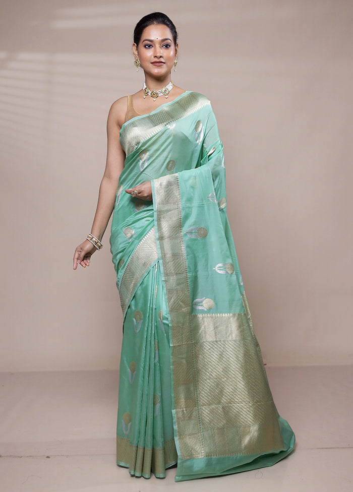 Green Dupion Silk Saree With Blouse Piece