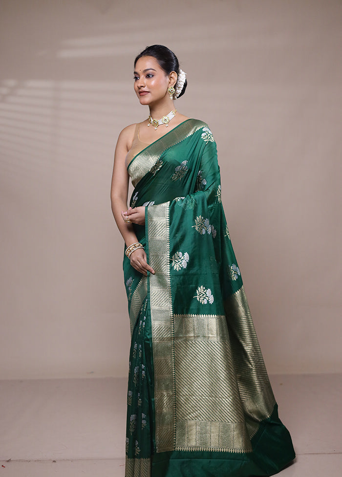 Green Dupion Silk Saree With Blouse Piece