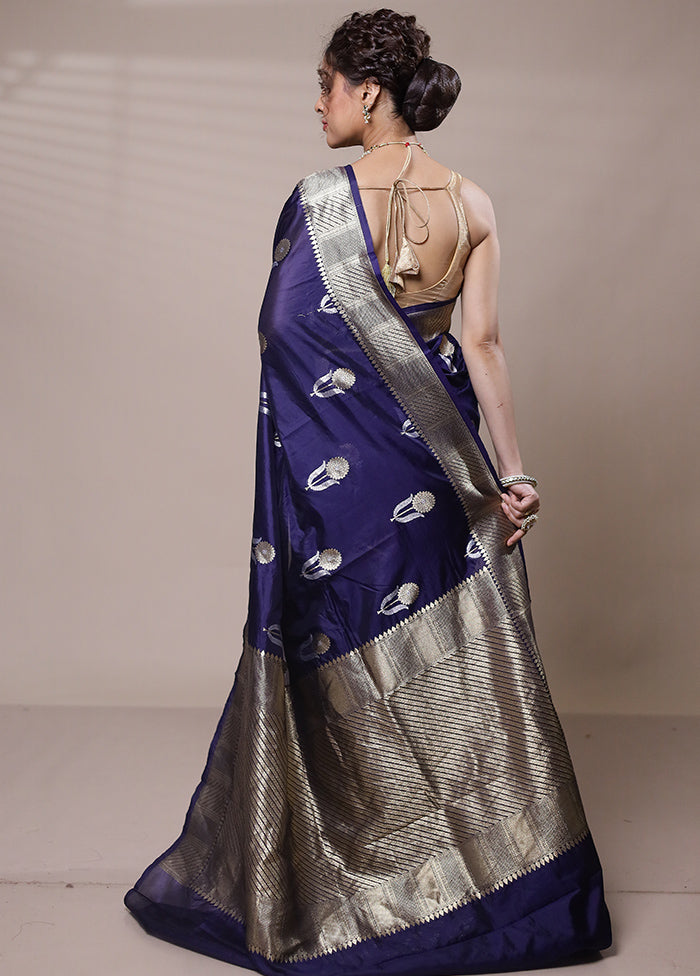 Purple Dupion Silk Saree With Blouse Piece