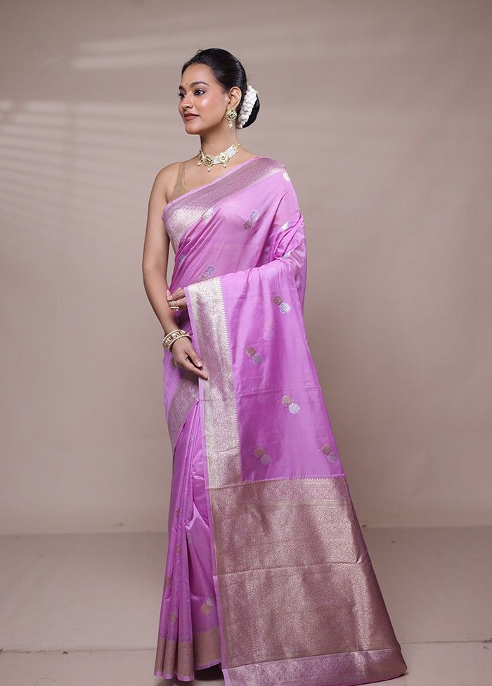 Pink Dupion Silk Saree With Blouse Piece