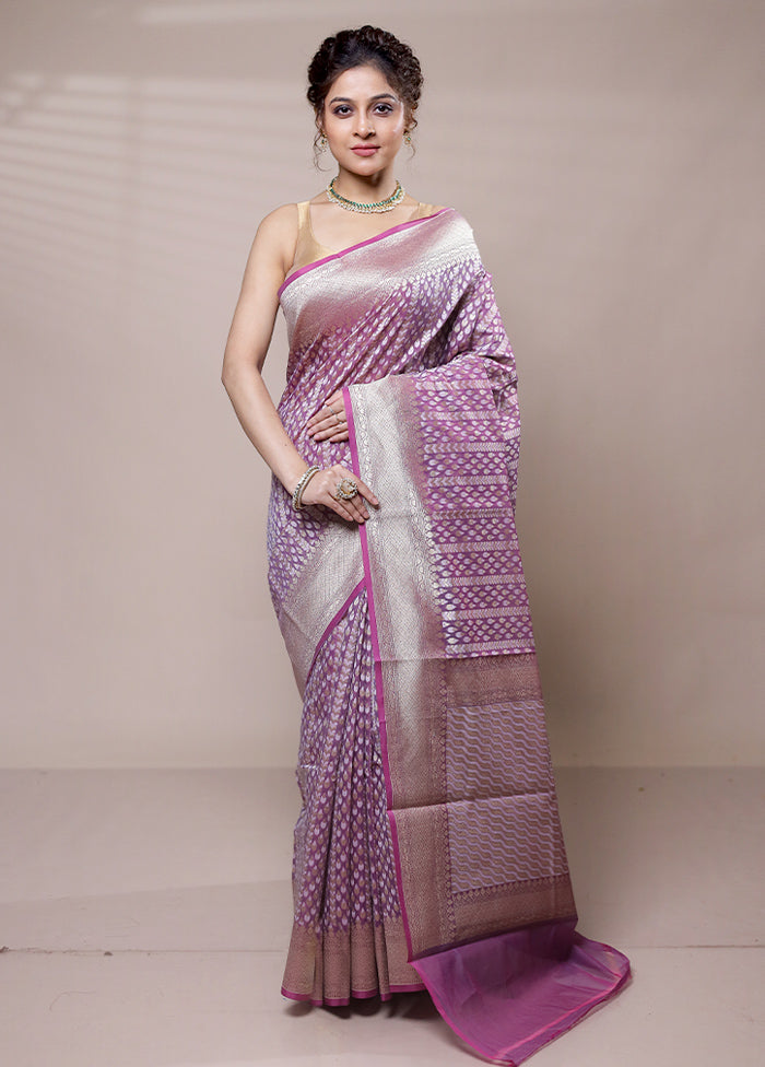 Pink Kora Silk Saree With Blouse Piece