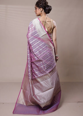 Pink Kora Silk Saree With Blouse Piece