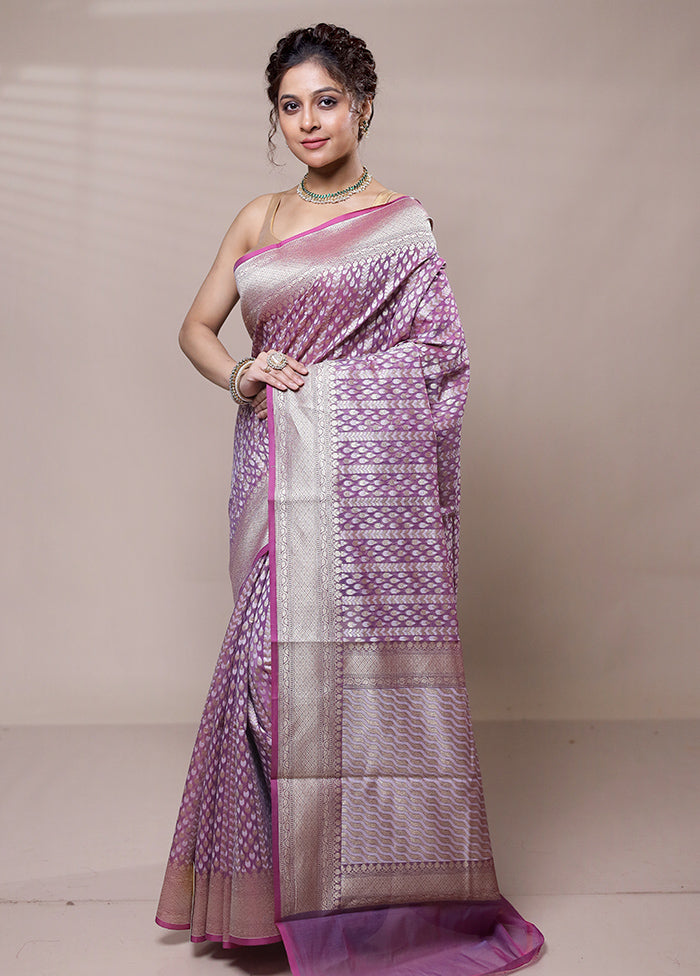 Pink Kora Silk Saree With Blouse Piece