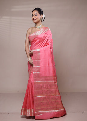 Pink Dupion Silk Saree With Blouse Piece