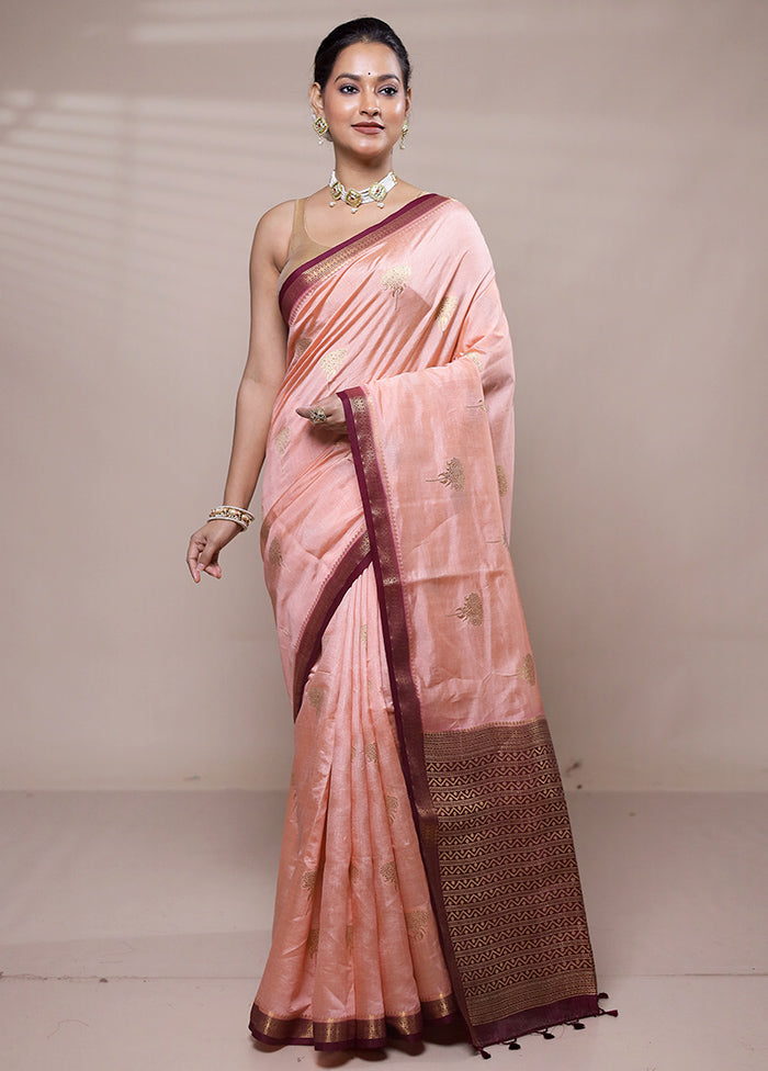 Pink Dupion Silk Saree With Blouse Piece