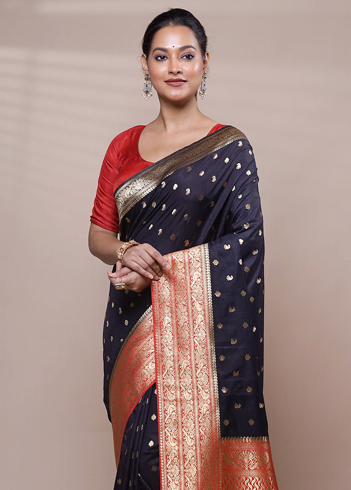 Blue Dupion Silk Saree With Blouse Piece