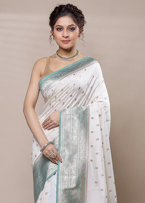 Cream Dupion Silk Saree With Blouse Piece