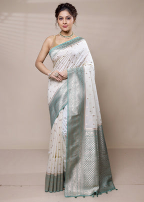 Cream Dupion Silk Saree With Blouse Piece