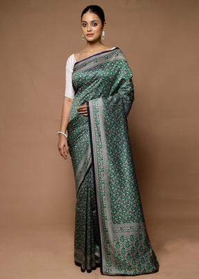 Green Jamewar Silk Saree With Blouse Piece