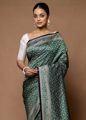 Green Jamewar Silk Saree With Blouse Piece