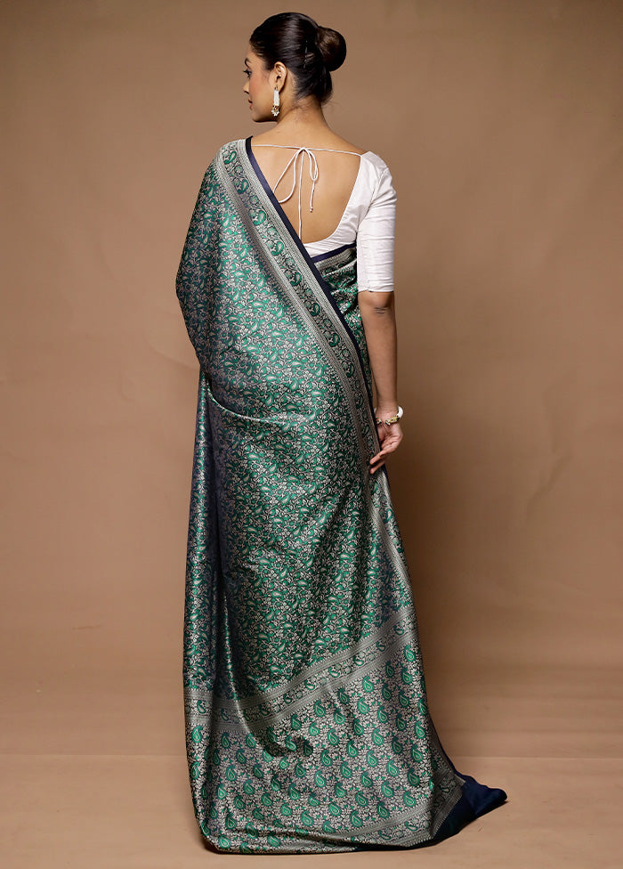 Green Jamewar Silk Saree With Blouse Piece