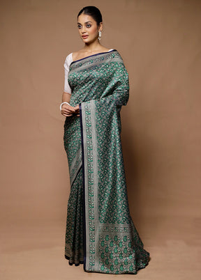 Green Jamewar Silk Saree With Blouse Piece