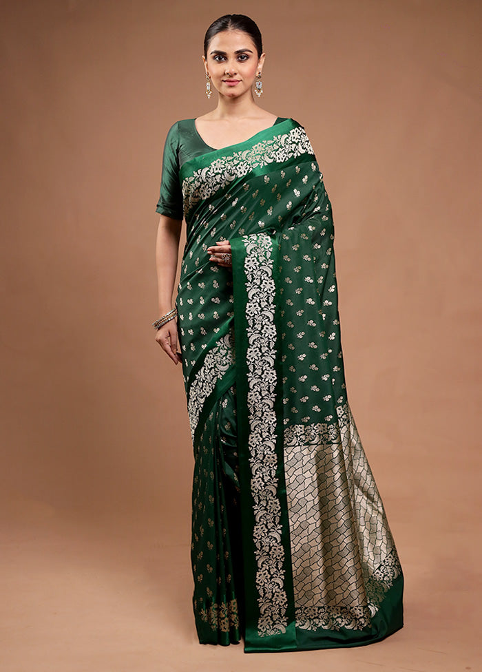 Green Katan Silk Saree With Blouse Piece