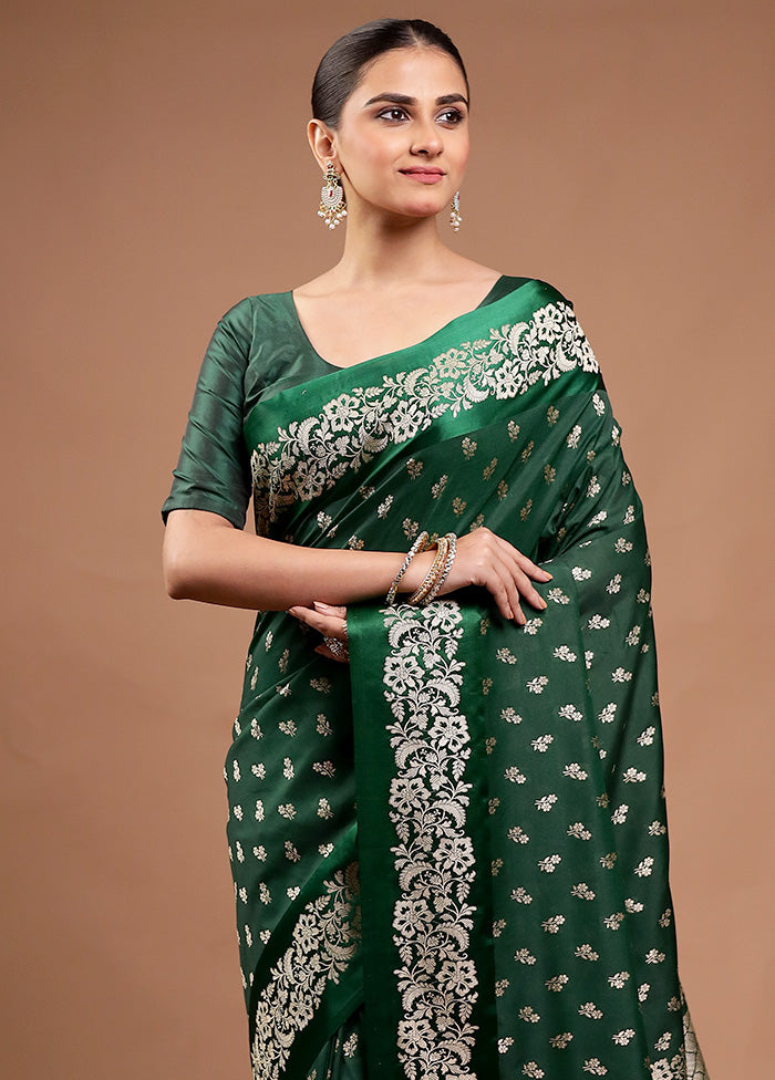 Green Katan Silk Saree With Blouse Piece