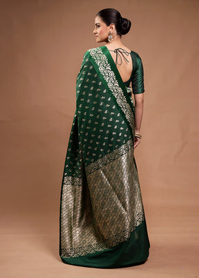 Green Katan Silk Saree With Blouse Piece