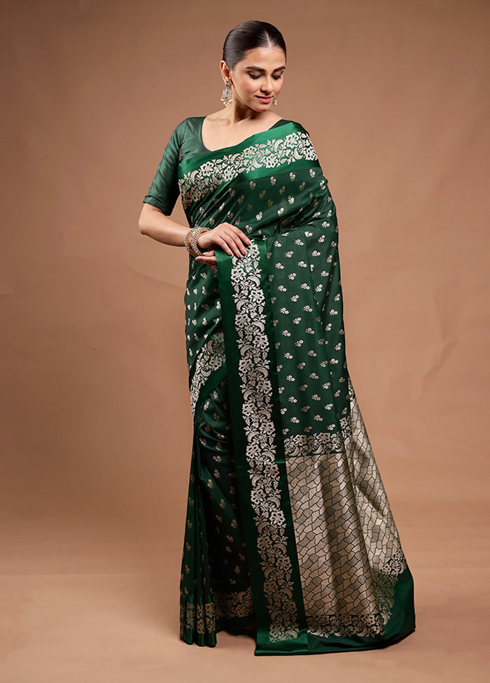 Green Katan Silk Saree With Blouse Piece