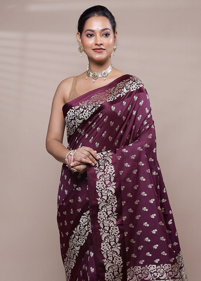 Maroon Katan Silk Saree With Blouse Piece