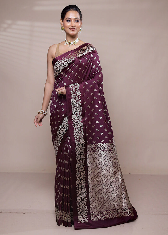 Maroon Katan Silk Saree With Blouse Piece