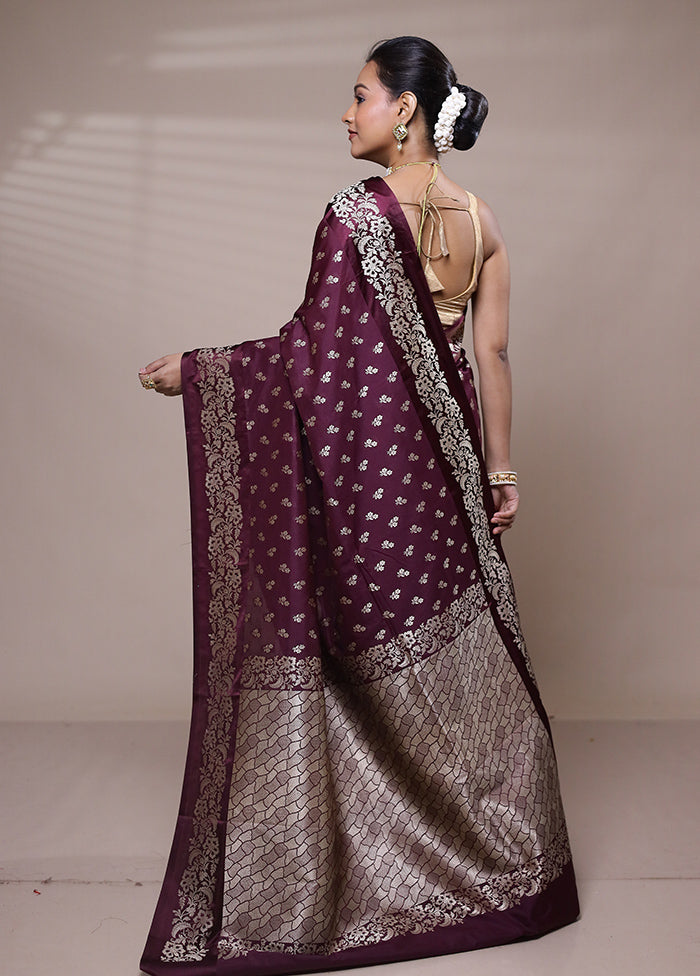 Maroon Katan Silk Saree With Blouse Piece