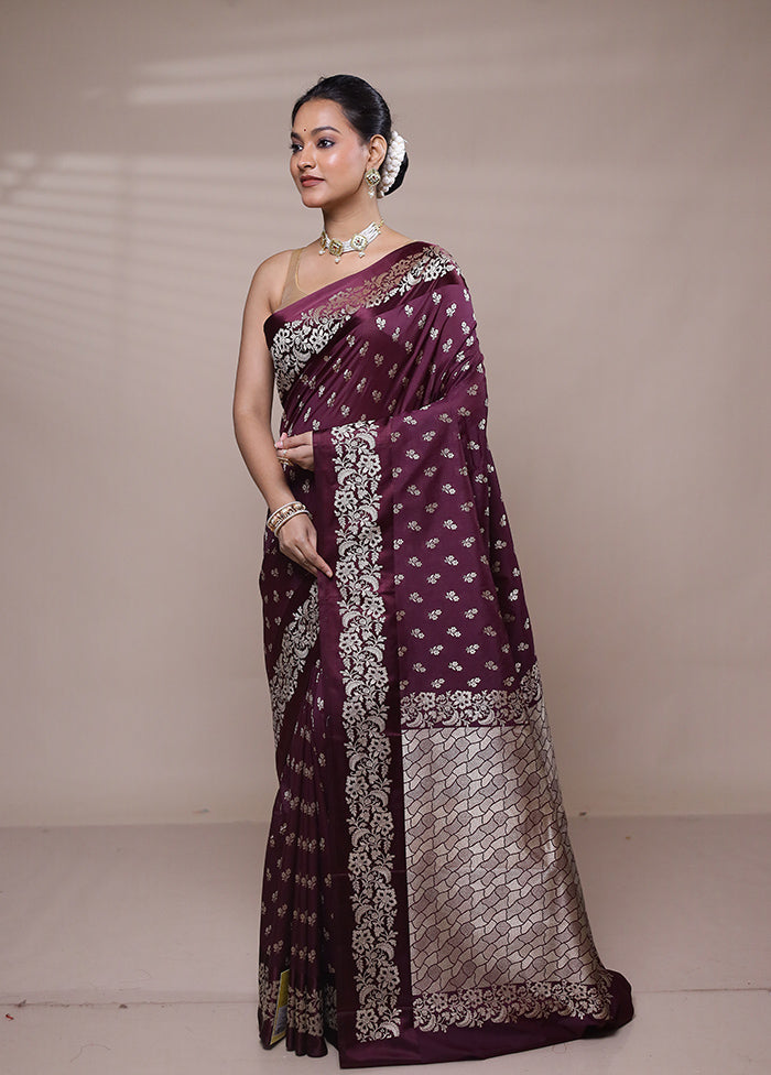 Maroon Katan Silk Saree With Blouse Piece