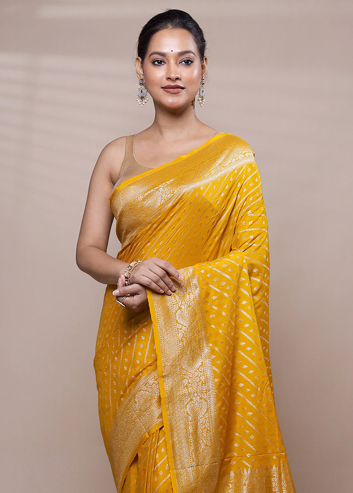 Yellow Georgette Saree With Blouse Piece