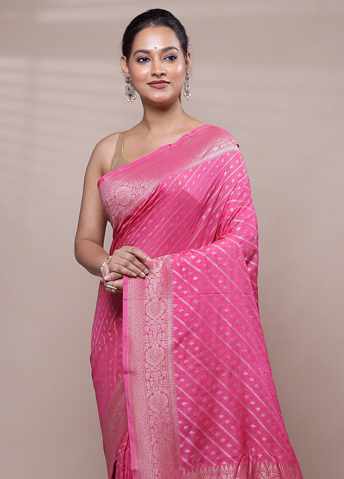 Pink Georgette Saree With Blouse Piece