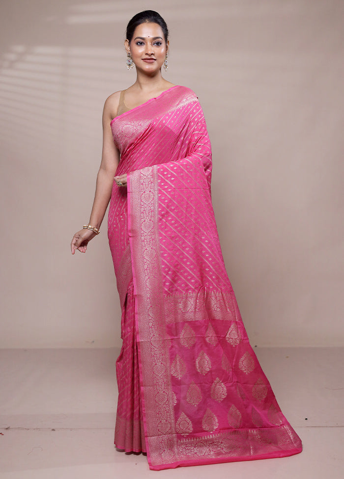 Pink Georgette Saree With Blouse Piece