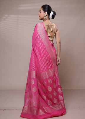 Pink Georgette Saree With Blouse Piece